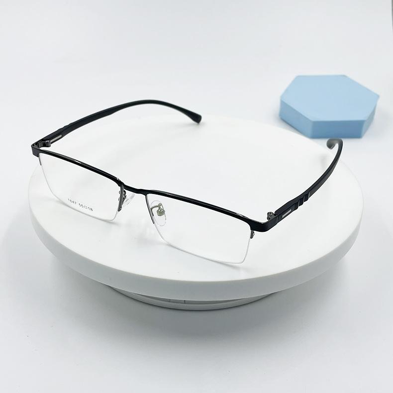 

Высококачественная металлическая оправа для очков для деловых мужчин, сверхлегкая полуоправа, ретро-оправа для очков с литературным эффектом для бровей и близорукостью чёрный