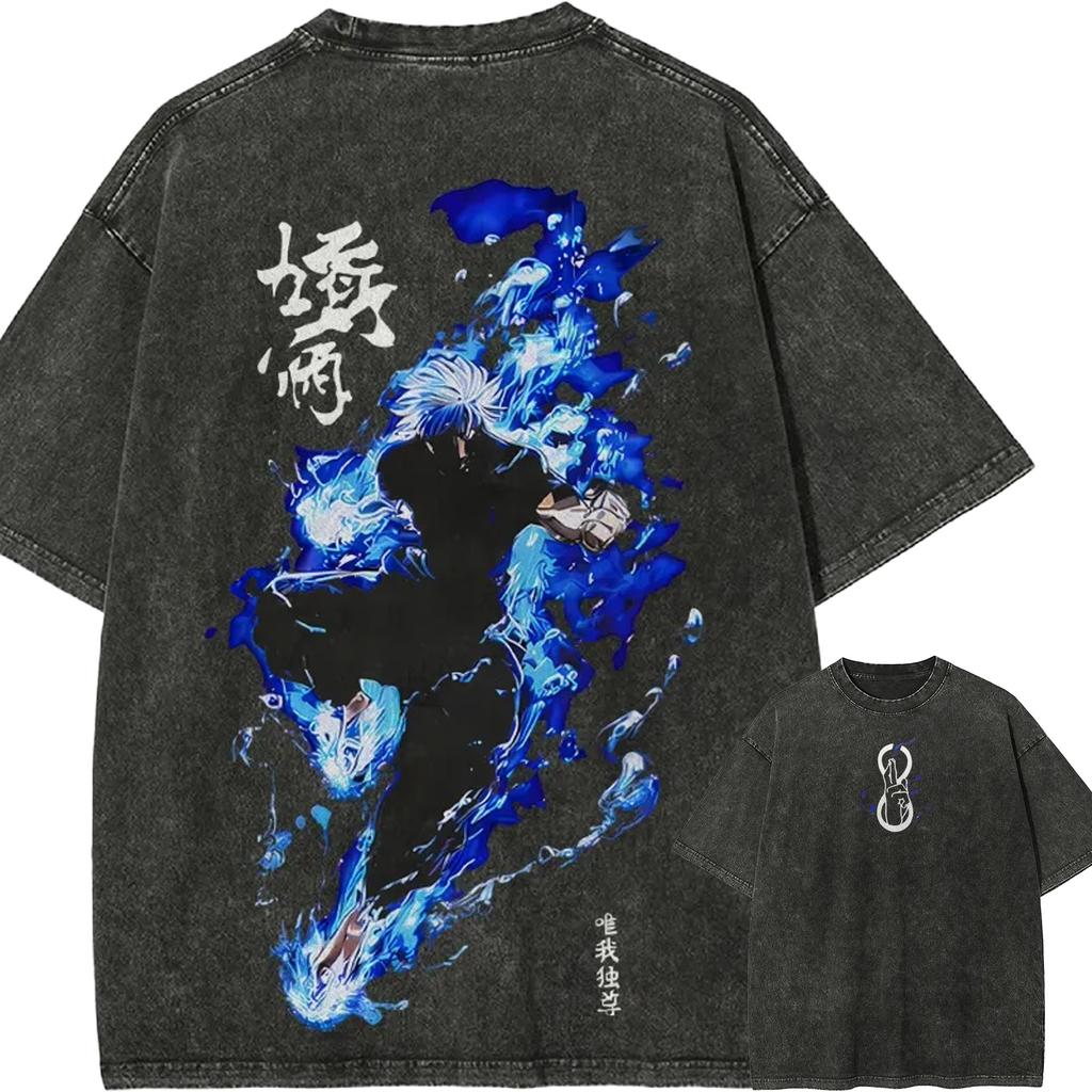 T-shirt Uomo Donna Anime Jujutsu Kaisen Zenin Maki Stampa Grafica Cotone Lavato Vintage Estate Nuova Maglietta Streetwear Y2K Harajuku Moda Top Oversize
