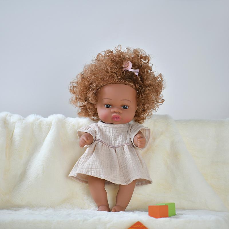 Realistic 13Inch/33Cm Black Skin Baby Dolls Soft Full Body Silicone Vinyl Reborn Doll Washable African Reborn Doll Girl Toy Gift