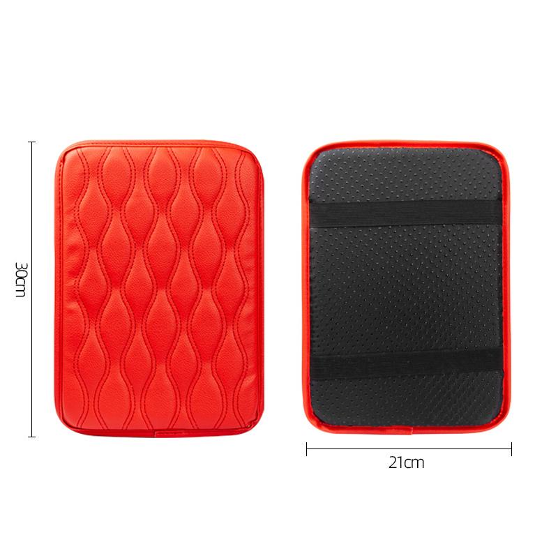PU Leather Car Armrest Mat Center Console Wave Embroider Car Seat Box Protection Cushion Pillow Cover Protective Car