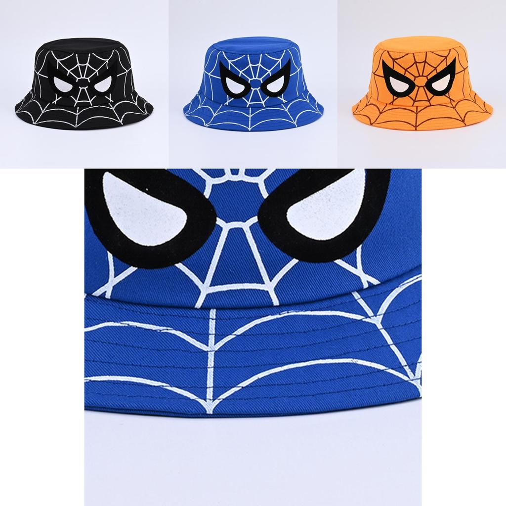 Cartoon Spider Fisherman Hat With Sun Protection For Kids Outdoor Summer Casual Wear