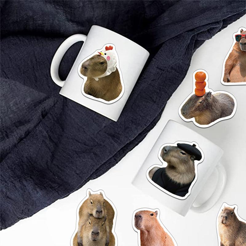 50PCS Capybara Stickers Funny Cute Brown Sticker Cartoon Animal Decal Vinyl Waterproof for Scrapbook Laptop Luggage Water Bottle