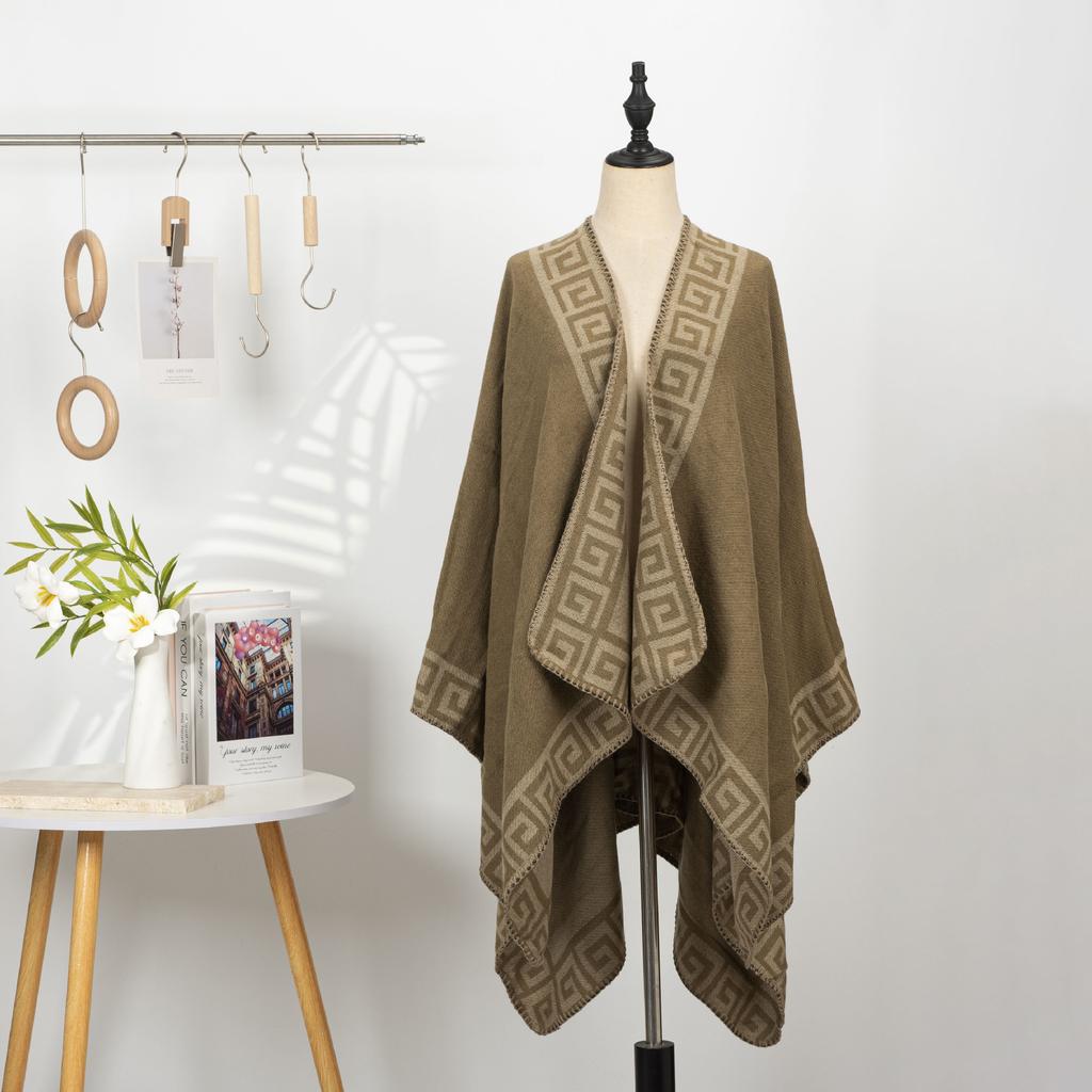 Chinese Imitation Cashmere Embroidered Shawl Women'S Ethnic Style Flower Print Cape Jacket Warm Scarf