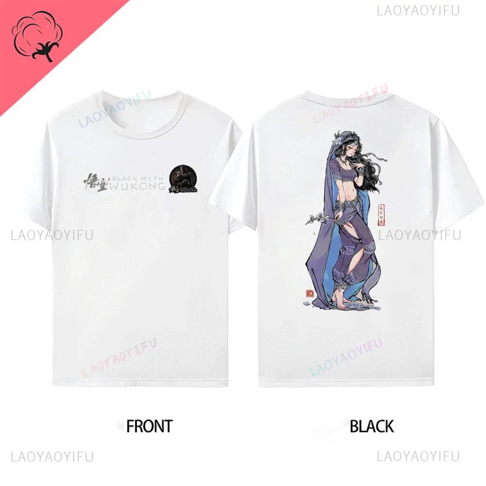 Herren Bestseller Black Myth Wukong Sun Wukong Muster vorne hinten Baumwoll-T-Shirt Wukong Spiel Ausverkauf T-Shirt Kurzärmlig