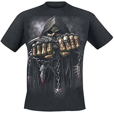 Spiral Game Over (Unisex Black Short Sleeve TShirts) Ex Ex Large