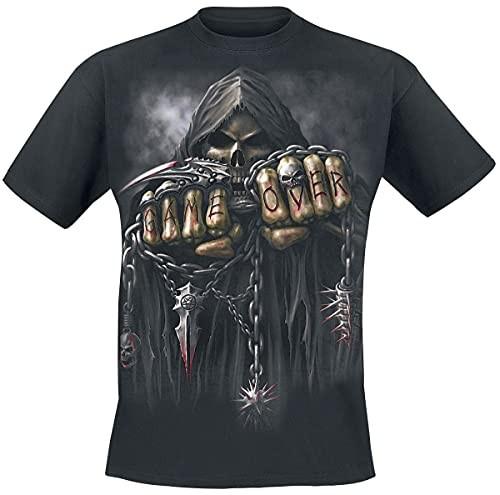 Spiral Game Over (Unisex Black Short Sleeve TShirts) Medium