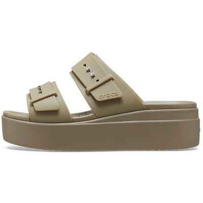 Jednoduché Elegantní Pohodlné Nazouvací Sandály Dámská Obuv Khaki 207431-260