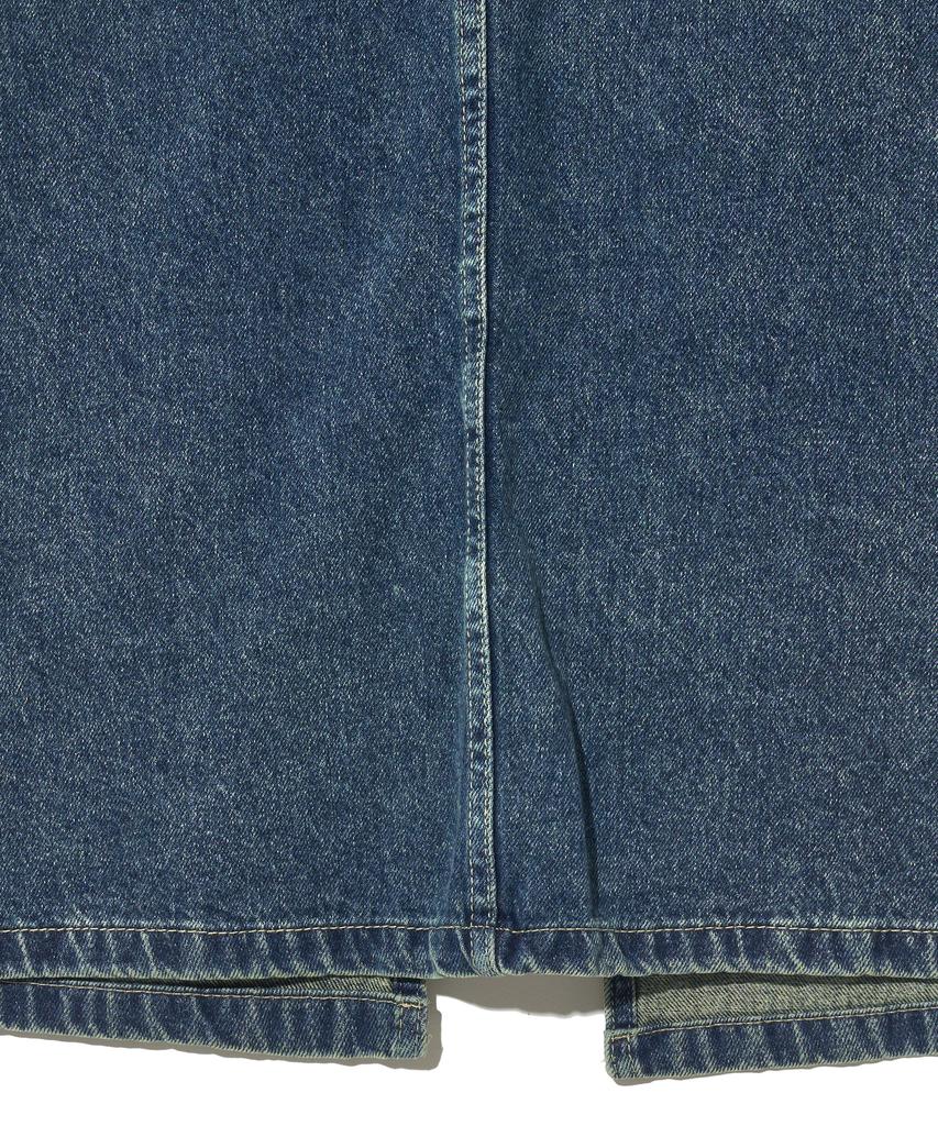Viva Brown 85-Vivaj073 Cat Sand Washed Slit Pocket Long Denim Skirt Indigo