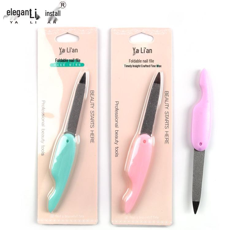 

Stainless Steel Folding Nail File with Polishing Strip With Packaging