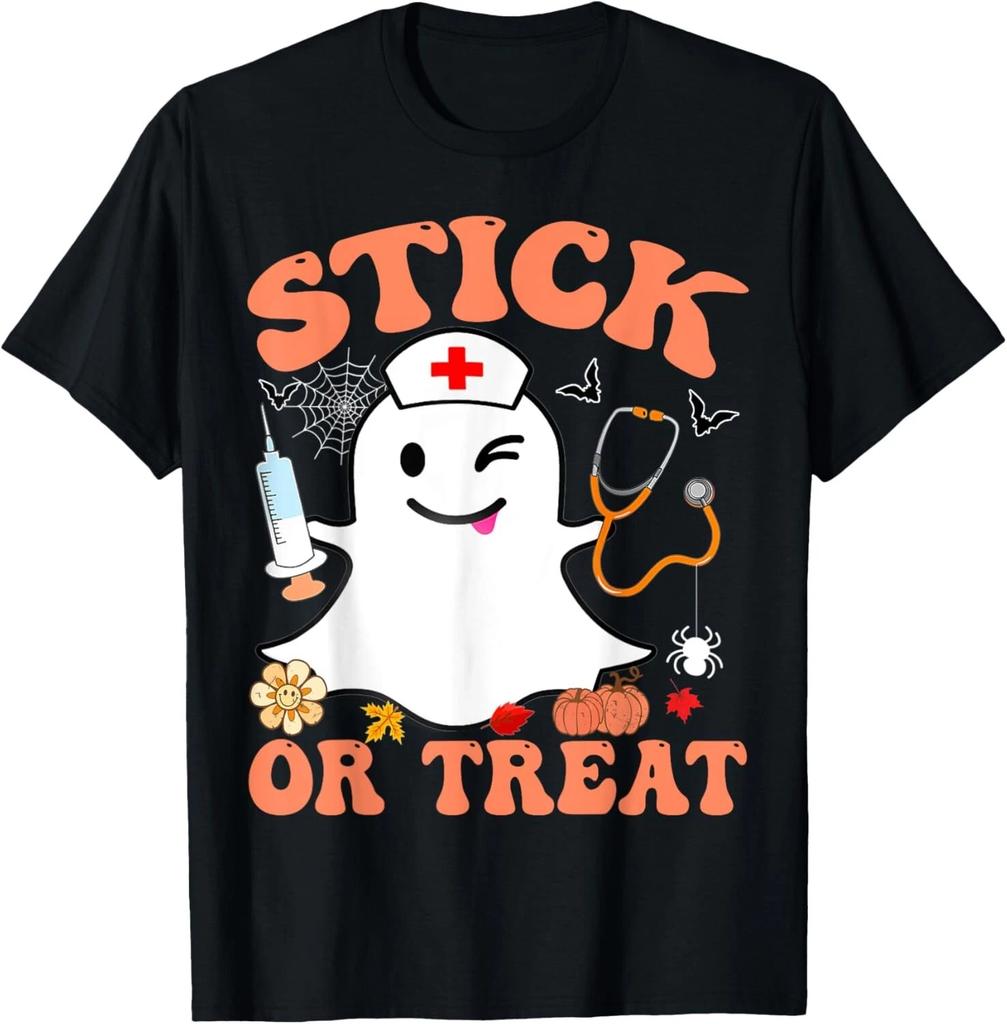 Stick or Treat Nurse Funny Halloween Costume T- Shirt