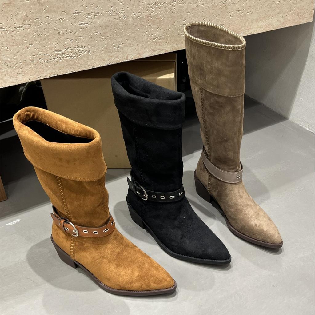 High-heeled Pointed Brown Maillard Boots Women's Shoes 2025 New Autumn and Winter Thin Long Knight Boots Women's Boots