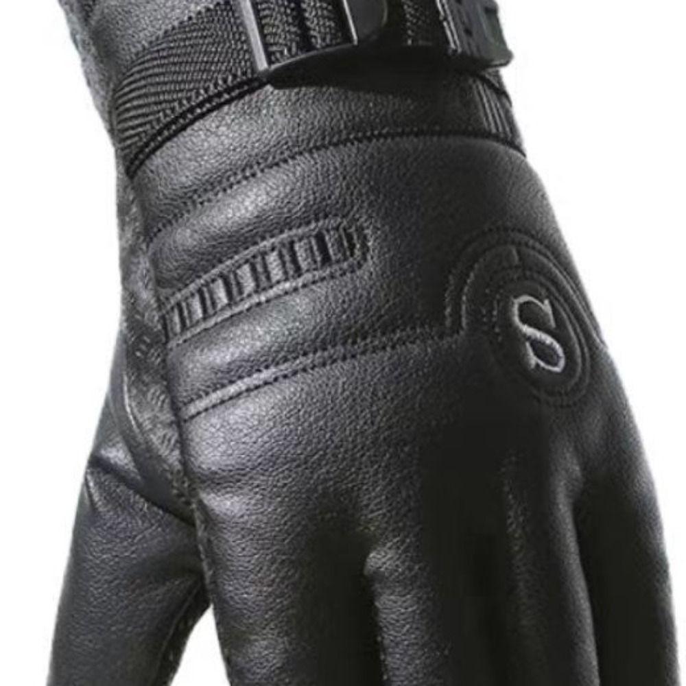 Touch Screen Leather Gloves PU Leather Touch Screen Gloves Autumn Winter Full Finger Mittens  Men