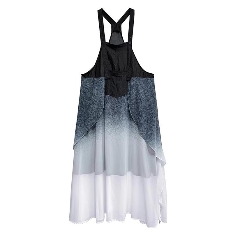 

XITAO Patchwork Pocket Sleeveless Dress ZMY1348 One Size чёрный