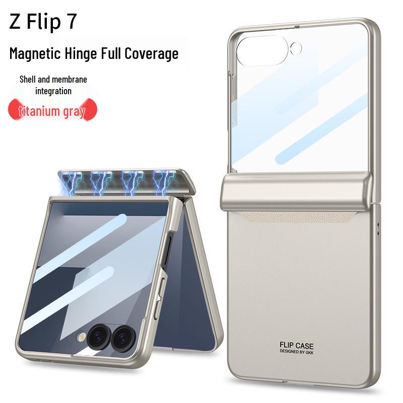 Samsung ZFlip7 Case: Ultra-Thin Foldable Screen Protector with Magnetic Adsorption - Full Coverage, Hard Shell Design.