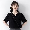 Summer Solid Color Casual Versatile Short Sleeve Women's Loose Style V-Neck T-shirt Commuter Top Fashion Women's Wear