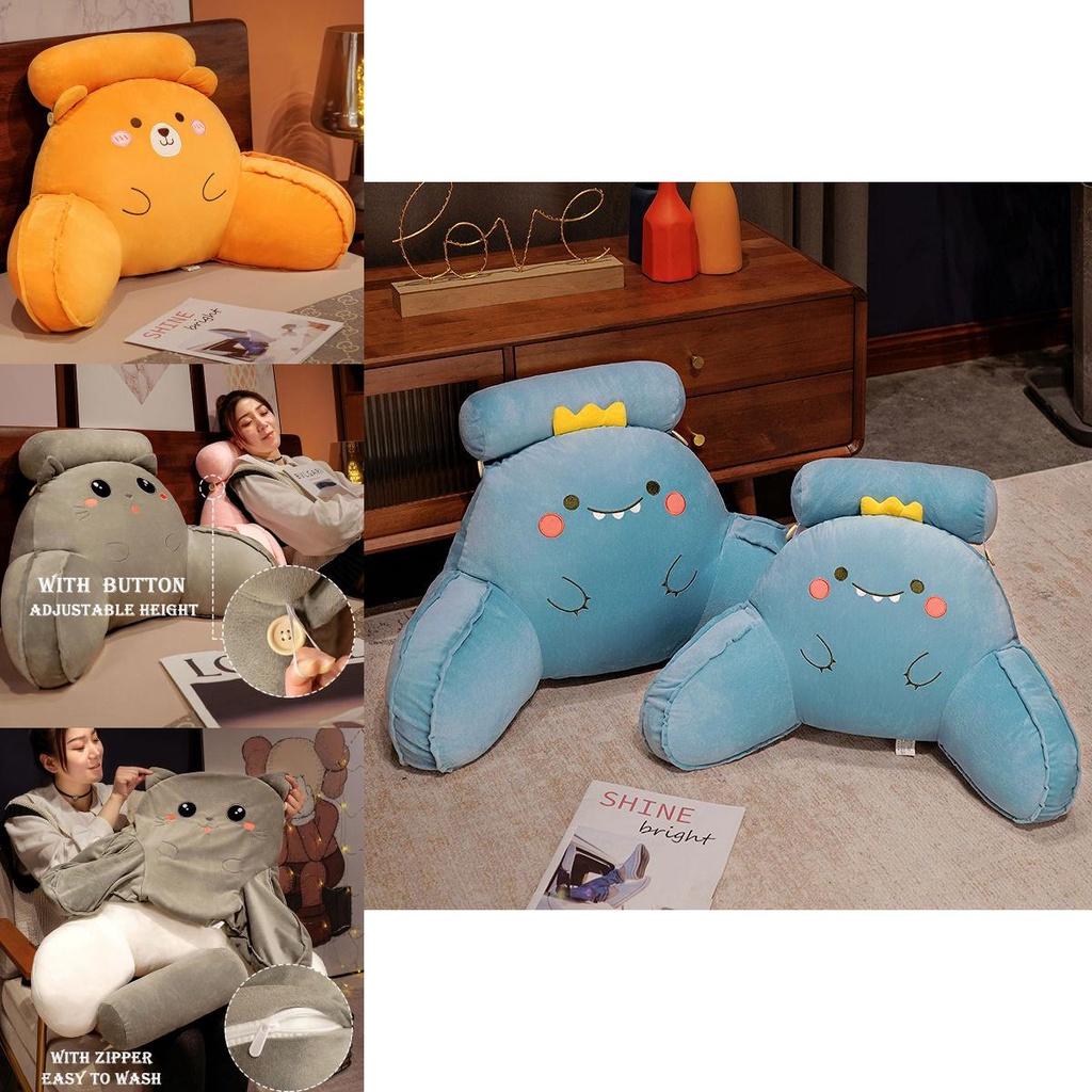 Soft Plush Dinosaur Backrest Cushion With Arms Bedside Pillow Gift