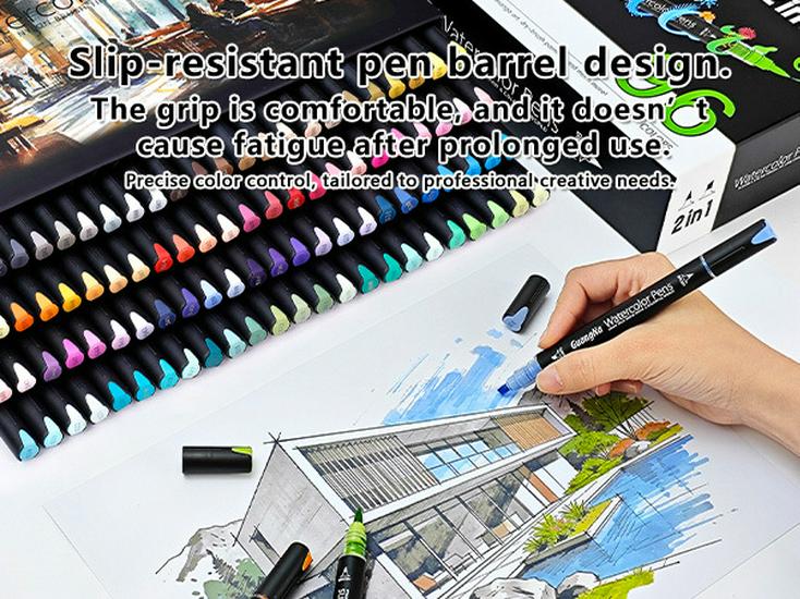 Wide Range 8650 Double-Ended Soft Oblique Tip Waterproof Watercolor Markers for Art Students and Graffiti.