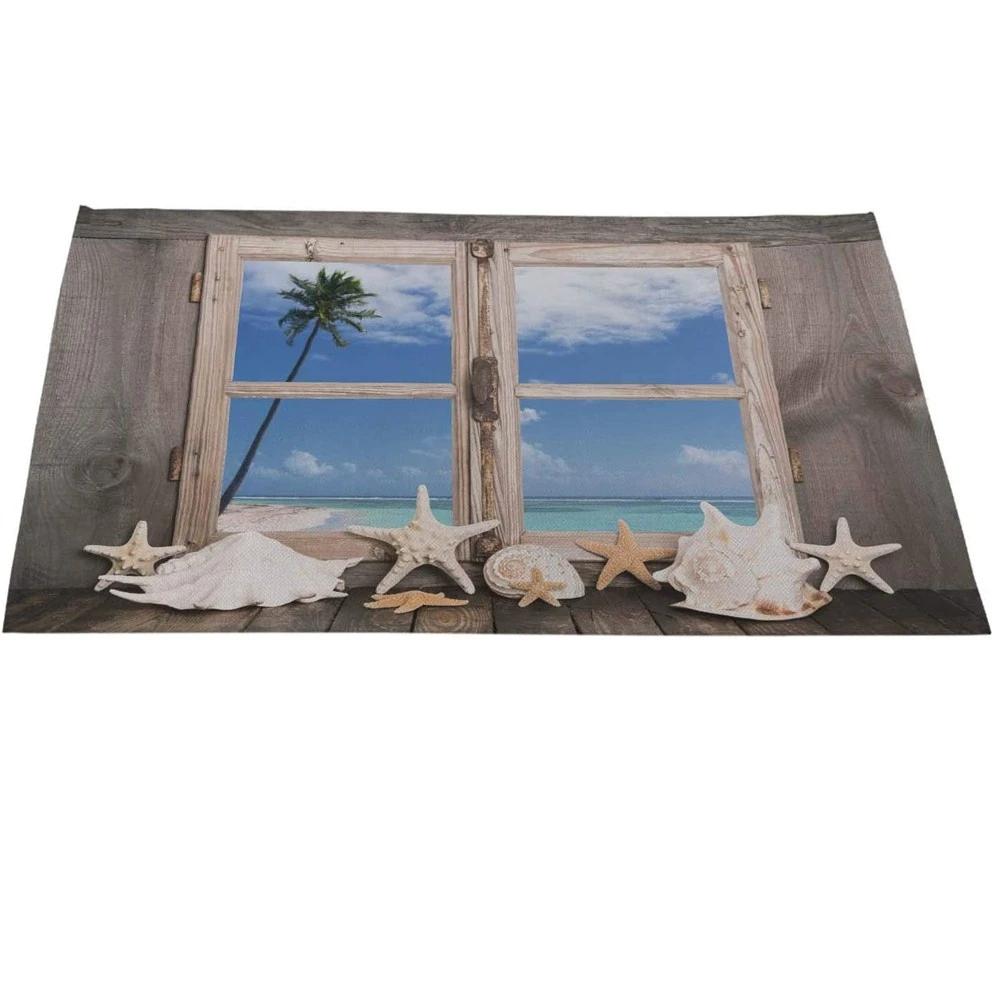 Classic Rose Flower Placemat Linen Table Mat Tree Wooden Style Dining Table Disc Pads Coaster Napperon Plate Bar Tapete De Lugar