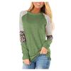 Women's  And Winter Fashion Leopard Print Striped Round Neck Long Sleeve Top