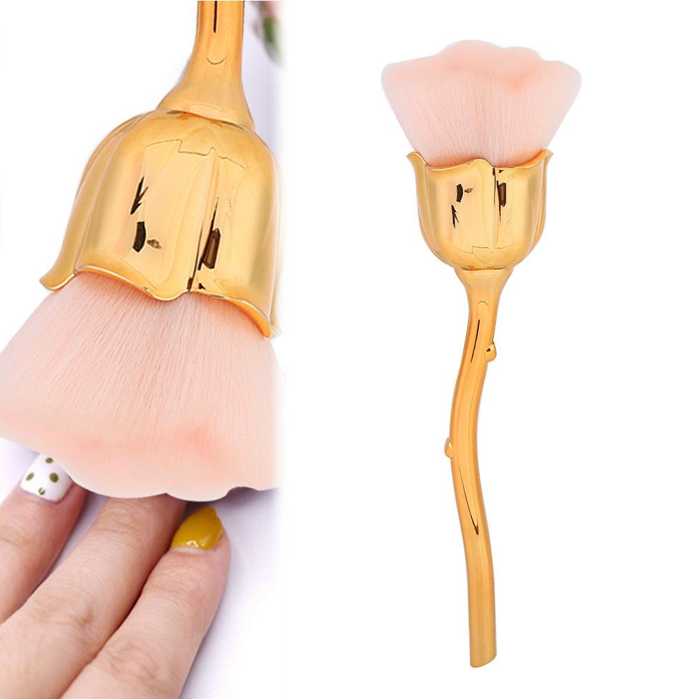Rose Shape Long Handle Nail Art Brush Manicure Nail Polishing Dust Powder Removal Brush 01#