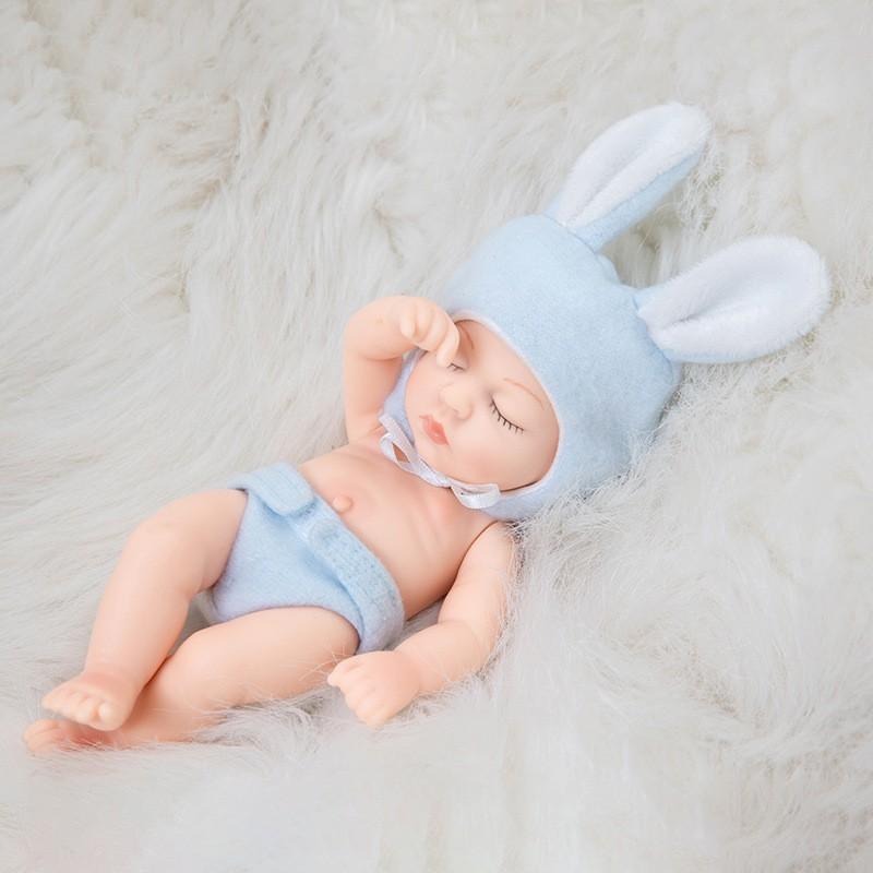 7 Inch Realistic Sleeping Baby Doll Soft Silicone Reborn Toy Infants 0-3 Years Soothing Cuddle Closed Eyes