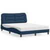 Vidaxl Bed With Mattress, Blue, 140X190 Cm, Upholstered