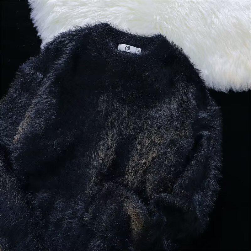 

Норковый мужской зимний ретро-свитер: Плотная, модная и удобная одежда в японском стиле для повседневной носки класса люкс Medium чёрный