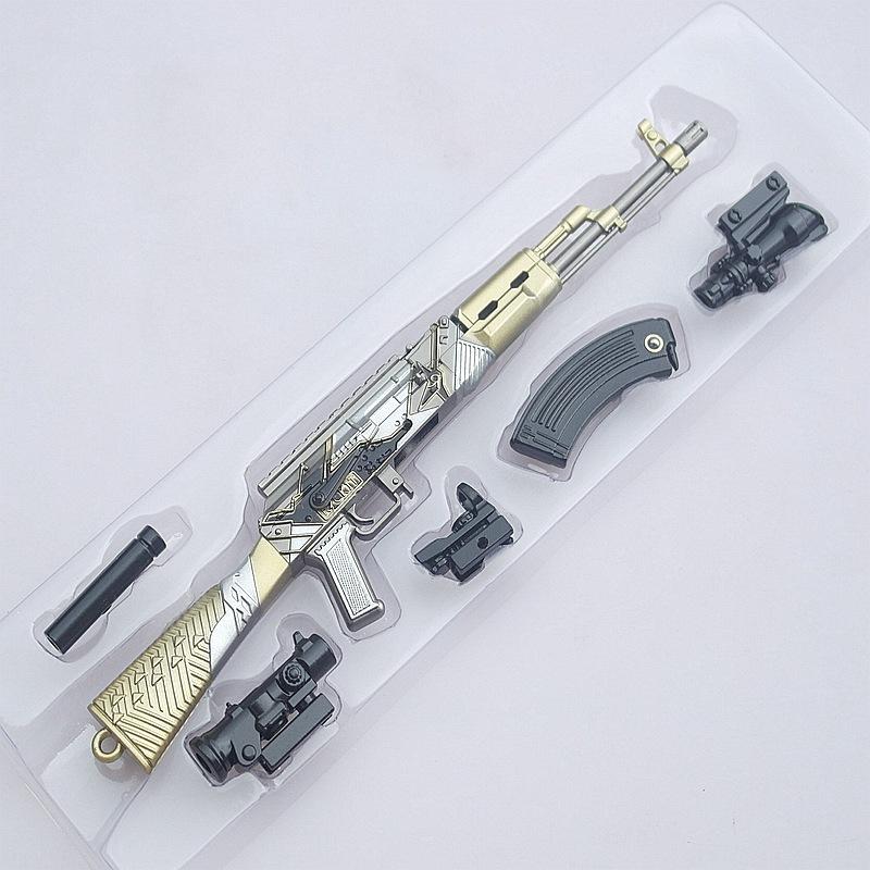 1/6 23cm Zinc Alloy AKM Metal Model Miniature Toy Removable Magazine Muzzle Accessory Sight Game Peripheral Collection Gift