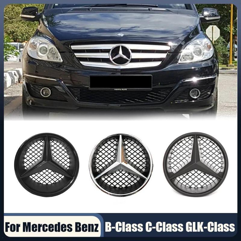 Pro Mercedes Benz třídy B, C, GLK 2008-2014Chromová stříbrná a leskle černá Přední mřížka ve stylu OE Hvězda Znak Chromové logo Značka