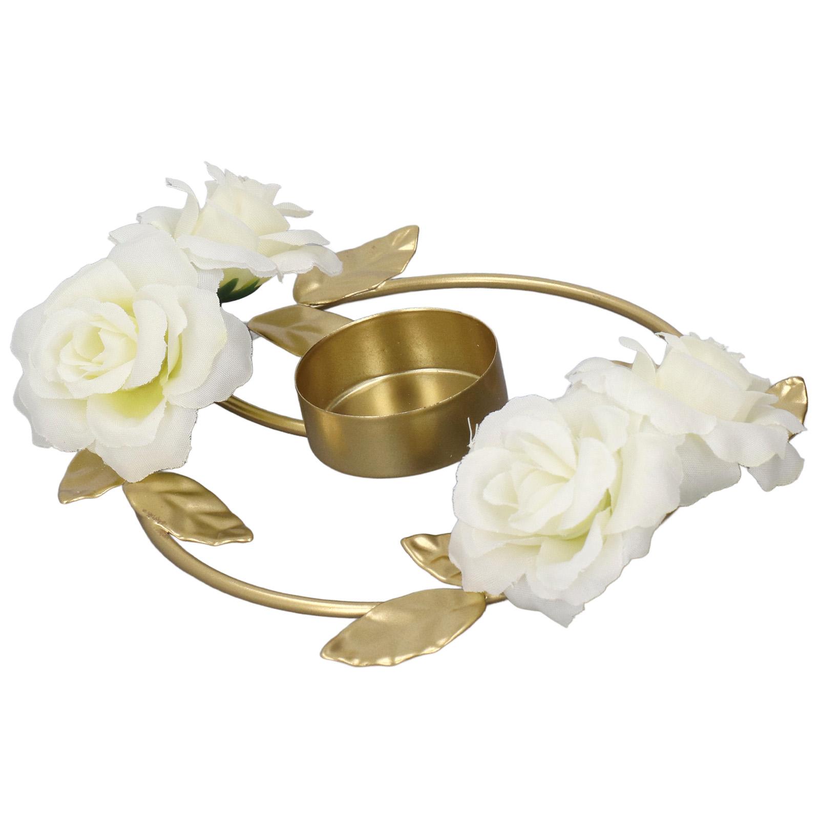 

Подсвечник с розой, украшение в виде цветка, круглое основание, железный материал, элегантный стиль, привлекательный, декоративный