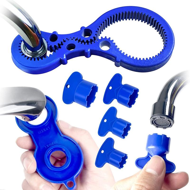 Water Outlet Universal Wrench Faucet Bubbler Wrench Disassembly Cleaning Tool Four Side Available Bubbler Blue Wrench