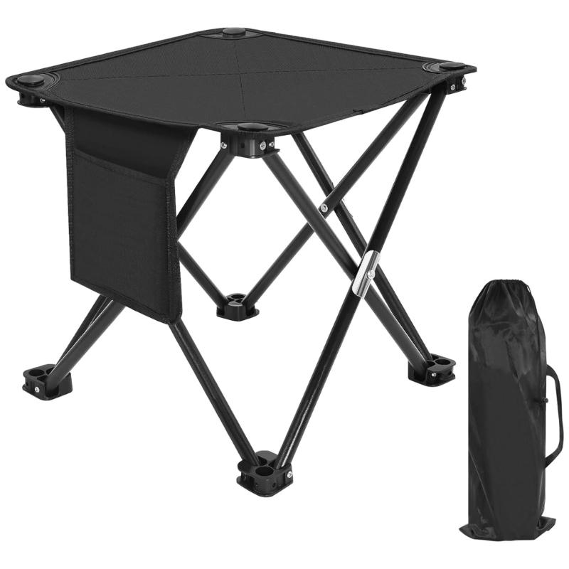 Rapid Fold Portable Stool Large Seat Water Resistant Texture Integrated Side Pocket Small for Backpacking Trip