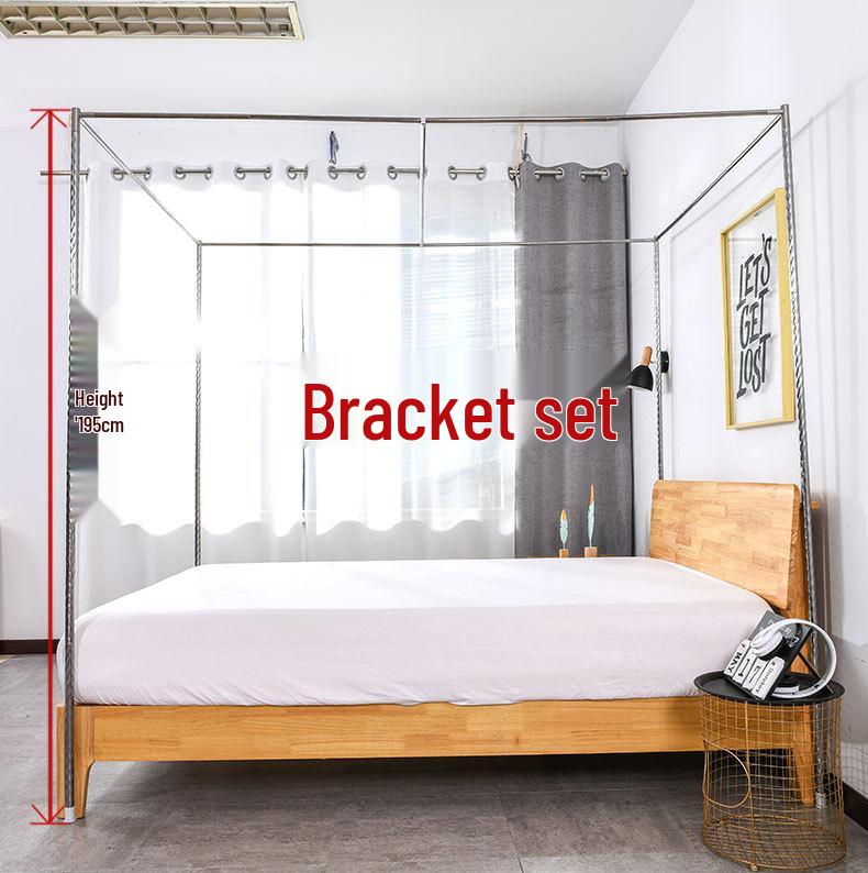 Stainless Steel Mosquito Net Stand with Fan Crossbar for Large Beds