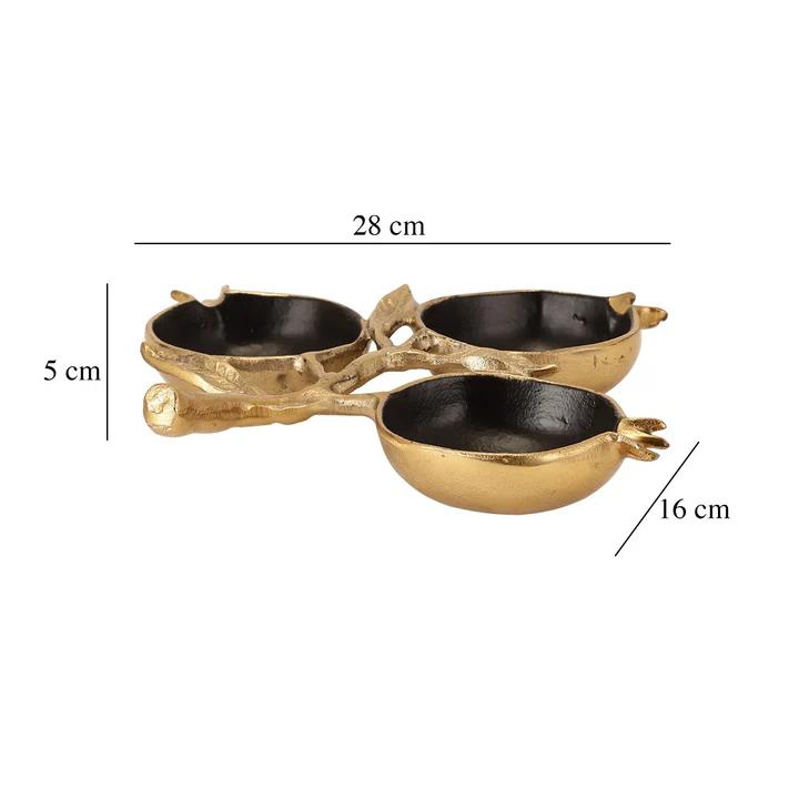 Pomegranate Metal Leaf Platter | 28 x 16 x 5 cm
