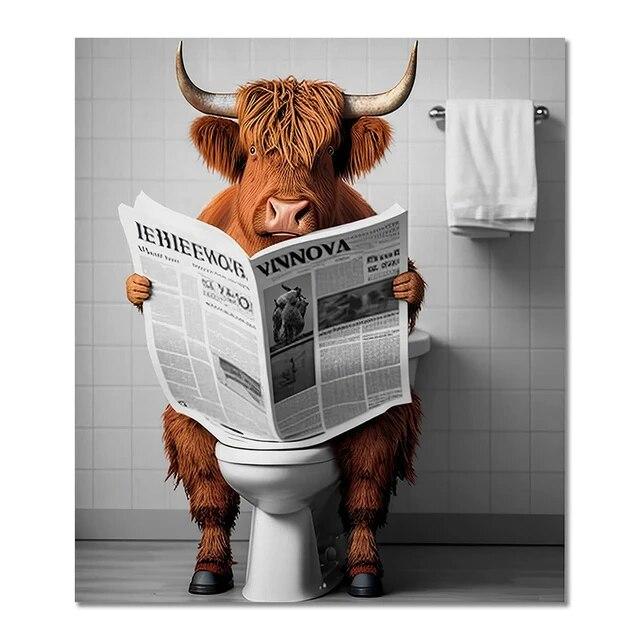 Funny Animal In Bathroom Poster Giraffe Elephant Orangutan Zebra Sitting In Bathtub Canvas Painting Toilet Wall Art Pictures No Frame