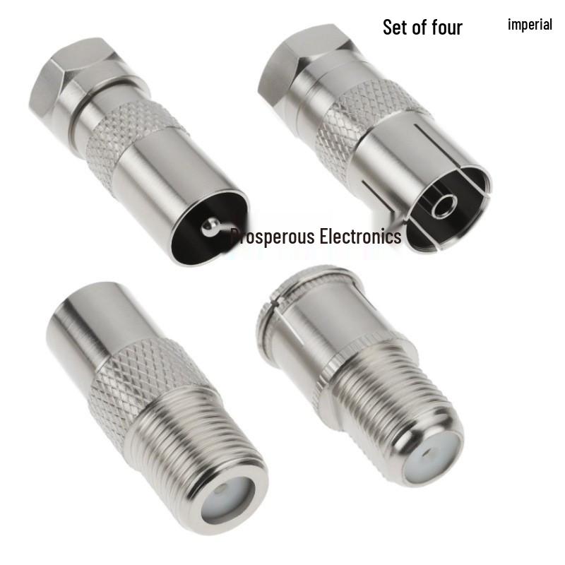 4-Piece F Male to TV Male/Female Adapter Set for Cable TV