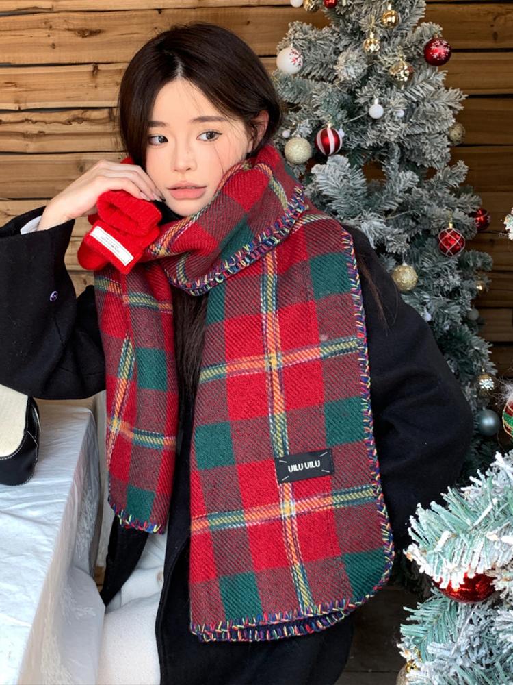 Women Winter Knitted Scarf Headscarf Ladies Men Casual Preppy Plaid Warm Scarve Mujer Male Foulard Wrap Shawl New Unisex Vintage