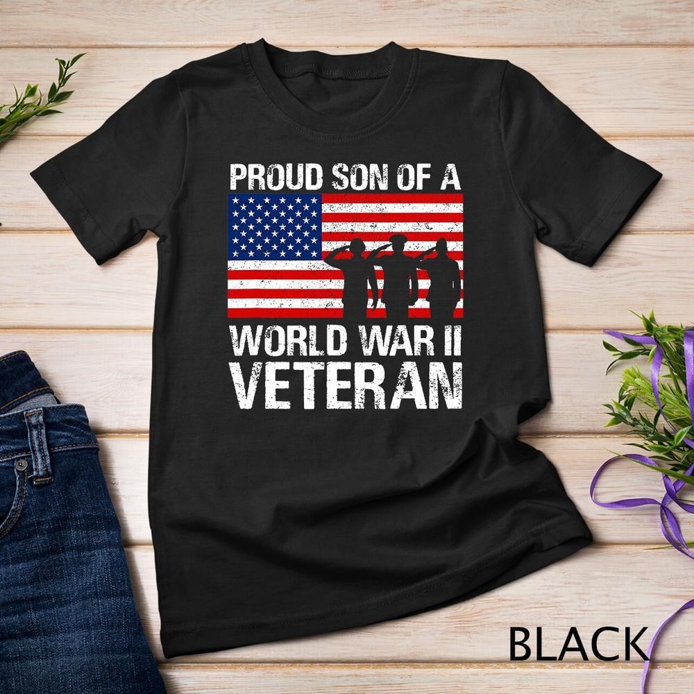 Proud Son of a WWII Veteran Shirt for Military Family Gift Unisex T-shirt Unisex T-Shirt XXL