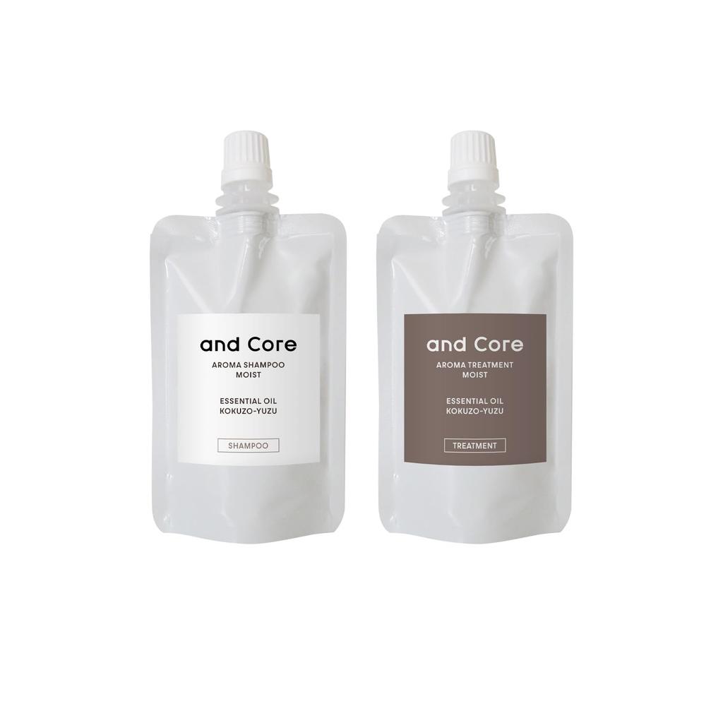 AND CORE Aroma Shampoo Treatment Trial 45ml Essential Oil Travel & Set, Moist, [Yuzu Set, Hematin, Anti-Aging Care, Size]