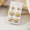 1 Set Elegant Cute CCB Starfish Shell Stud Earrings for Women Summer Vocation Style Fashion Earrings Party Jewelry Gifts