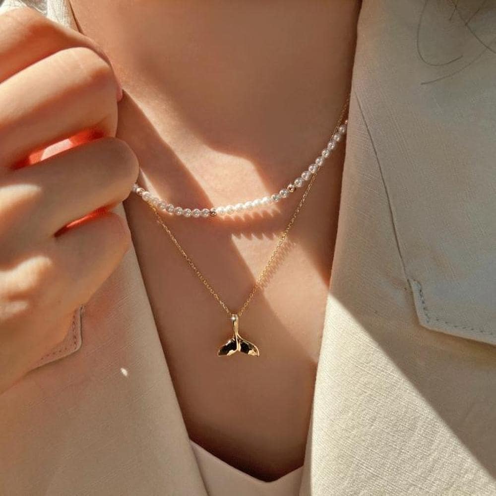 925 Silver Lucky Whale Tail Necklace (8990915)