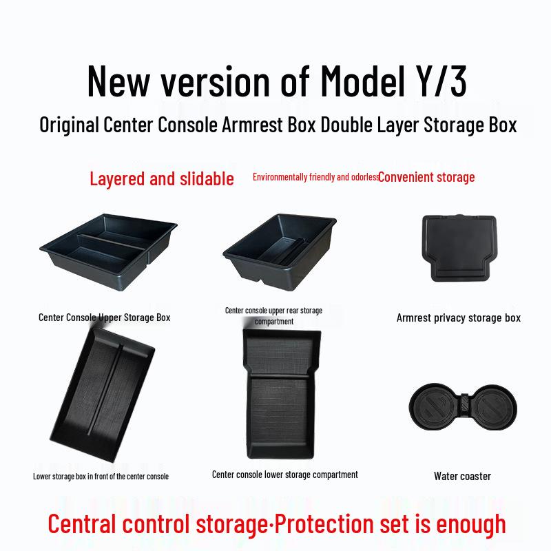 Tesla Model Y Center Console Storage Box - Refreshed Interior Accessory