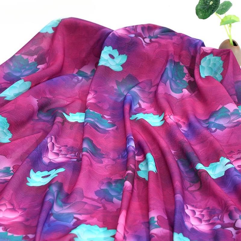 100x150cm 30D Printed Chiffon Ink Chinese Style Fabric Transparent for Sewing Skirt Gauze Scarf Clothing Fabric