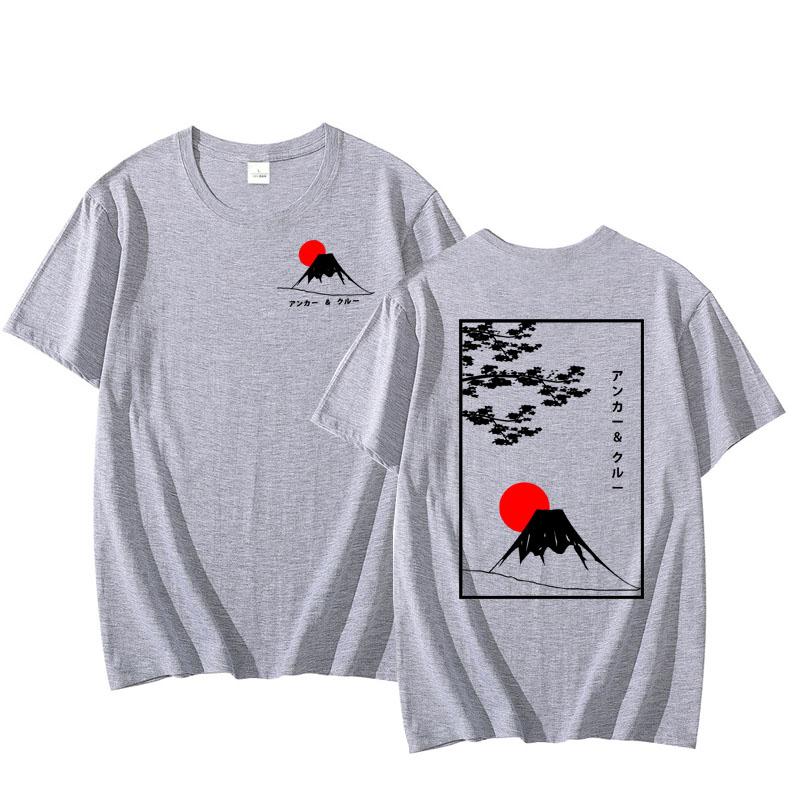 

Mount Fuji Sun Set Tshirt Men Women Japanese Style Cotton Short Sleeve Tshirt loose Tshirt ShortSleeved summer Tee S