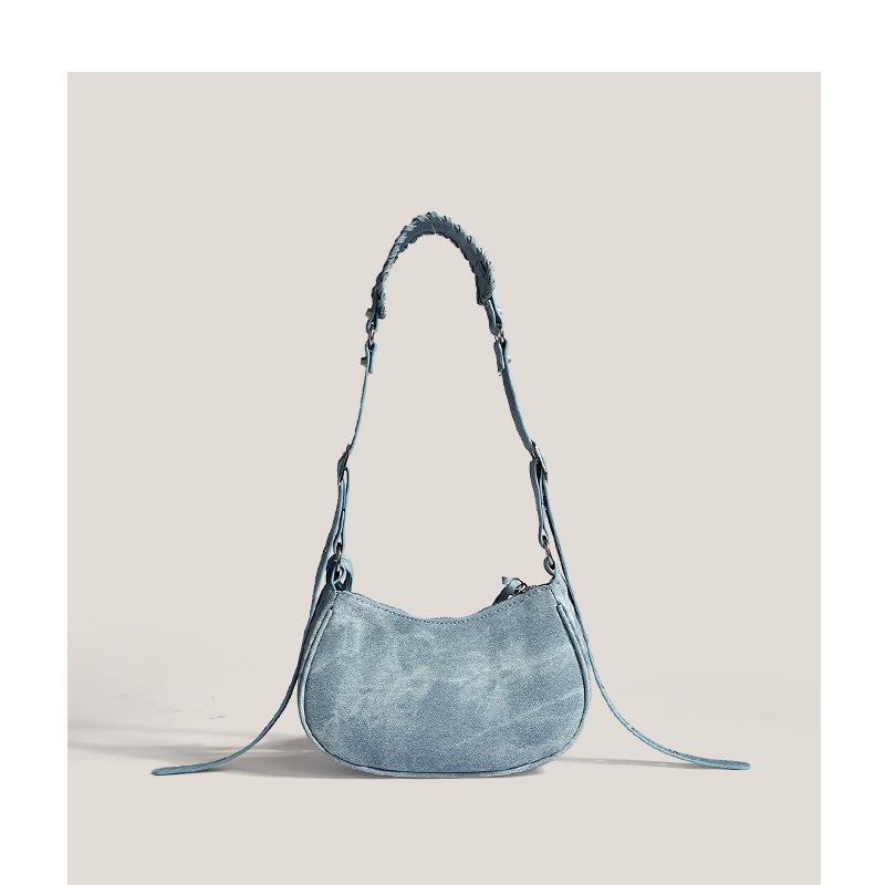 2024 Women's Motorcycle Style Rivet Tassel Shoulder Bag – Summer Pleated Underarm and Messenger Bag