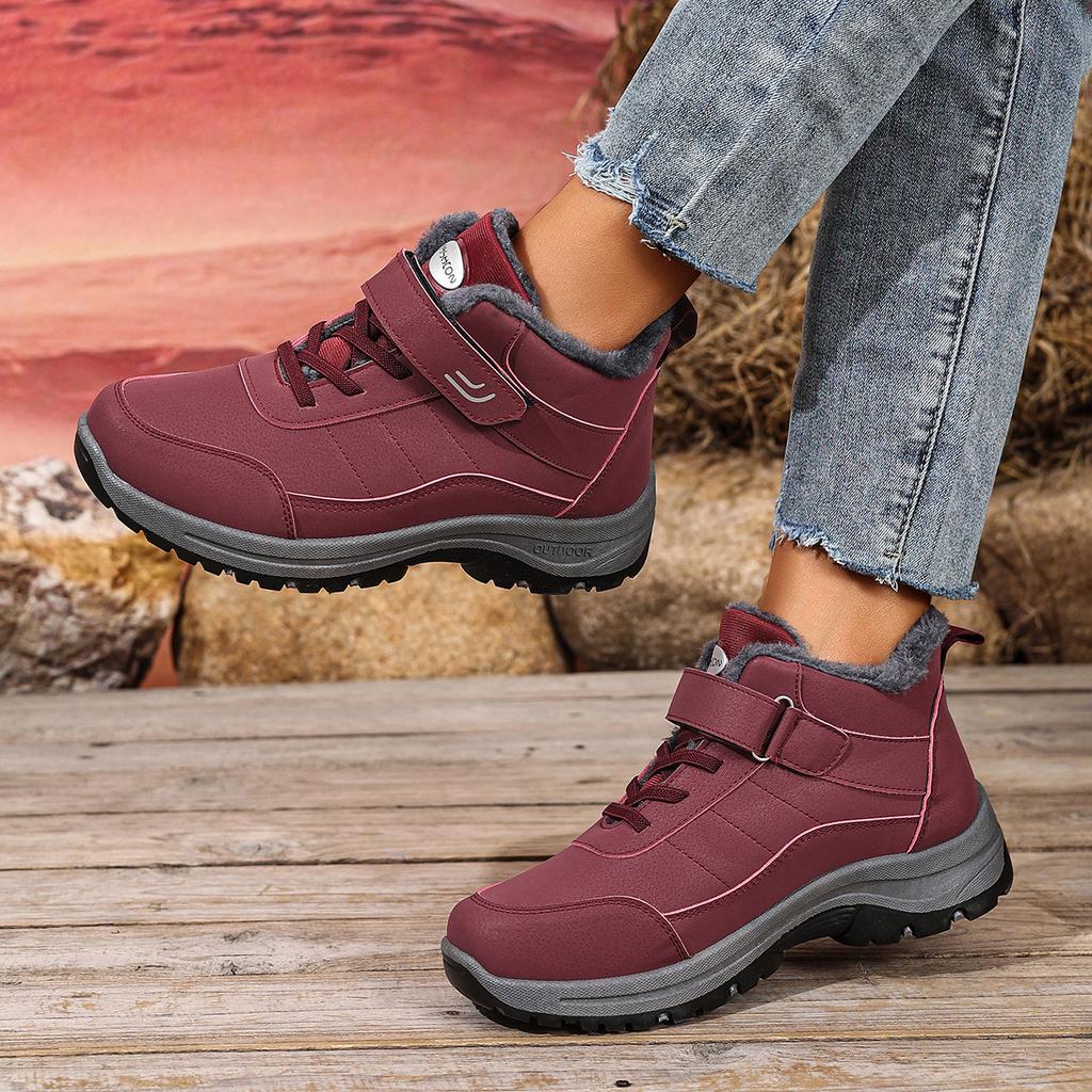 Snow Boots Women's Winter Fleece Thickened Non-slip Boots Versatile High-top Outdoor Platform Casual Shoes Velcro Cotton Shoes