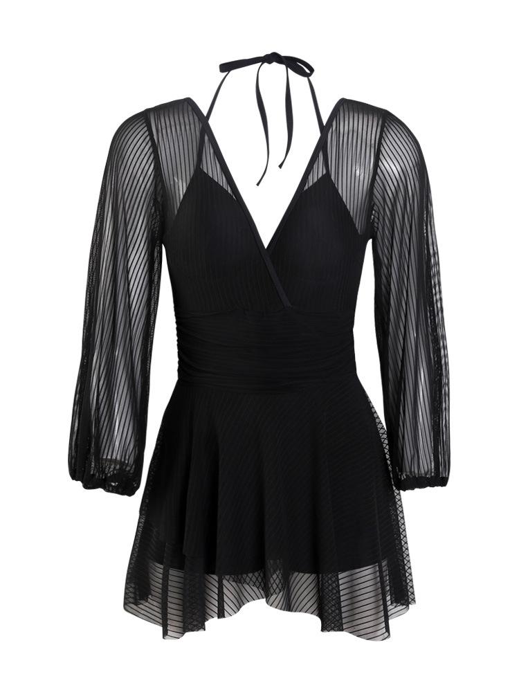 New women's belly-covering and thin one-piece swimsuit with small breasts gathering conservative swimsuit Korean version of hot spring swimsuit