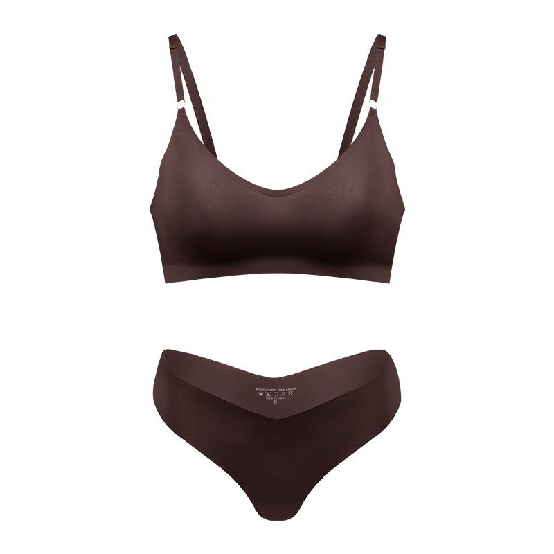 Nahtloses Push-Up-Set aus Eis-Seide für Damen - Atmungsaktiv, V-Ausschnitt, Sportlich, Brust minimierend