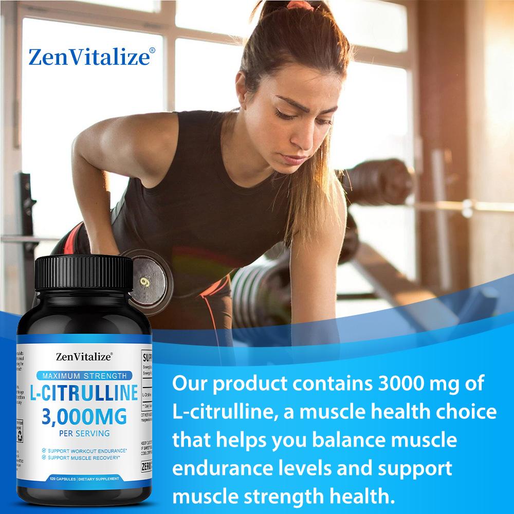 L-Citrine 3000mg Supplement, L-Arginine, Nitric Oxide, 120 Capsules