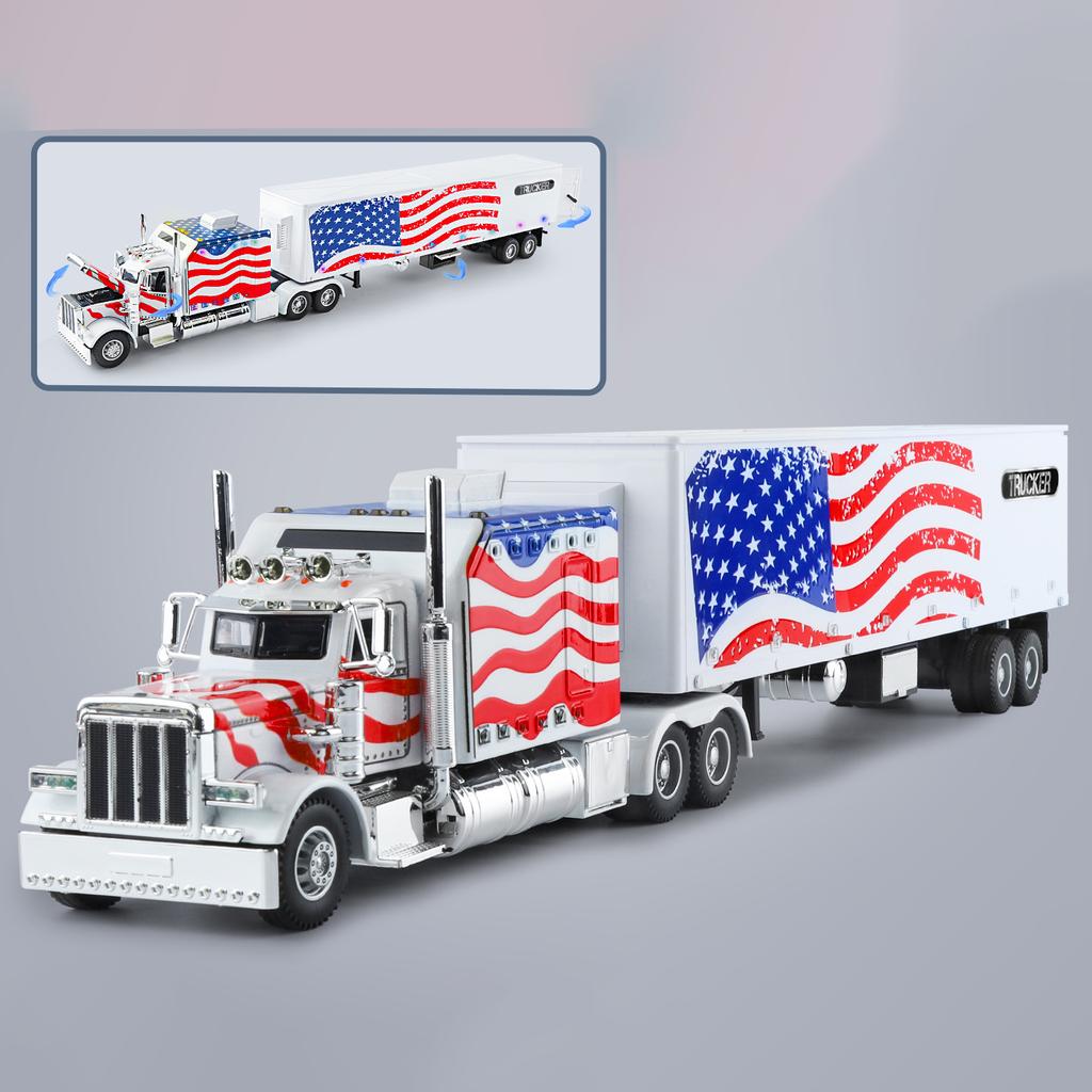 1:24 Scale Peterbilt 389 Tractor Trailer Play Toy Truck Vehicle for Kids, Lonestar Design, With Functions, Pre Built Semi, Reali